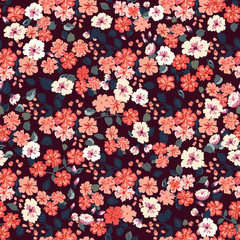 Flowery bright pattern in small-scale flowers. Calico millefleurs. Floral seamless background for textile, surface, fabric, wallpapers, print, gift wrap and scrapbooking, decoupage.