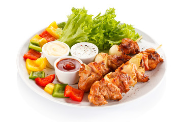 Grilled meat and vegetables
