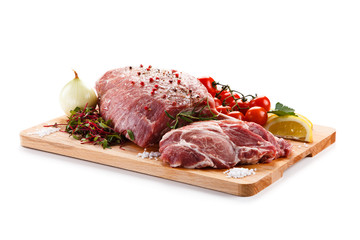 Raw pork on cutting board