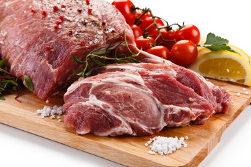 Raw pork on cutting board