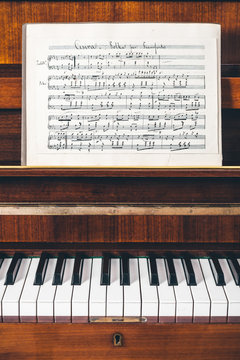 19th Century Handwritten Musical Score on Piano