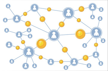 bitcoin symbol and people icons  -