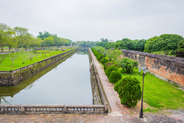Beautiful of lake at Hue imperial city in Vietnam