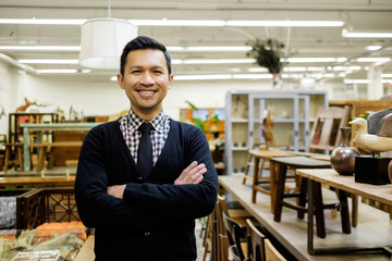 Small business at his furniture store