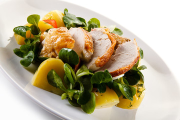 Roast chicken with potatoes