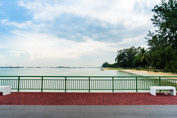 View of Bedok Jetty Singapore reaching into the sea