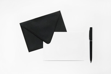 Black envelope white card