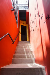 Red wall and stair
