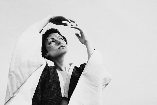 Beautiful young woman wearing kimono