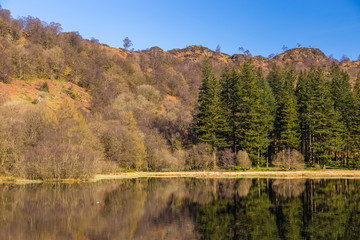 Yew Tree Tarn, small lake in the English Lake District situated in between the towns of Ambleside and Coniston, Cumbria, England.