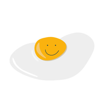 Fried Egg with Smiling face isolated. Fried egg emoji or emoticon.