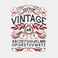 Vintage label font. Alcohol label style.