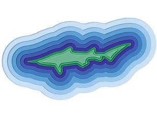 illustration of a layered fish in the ocean