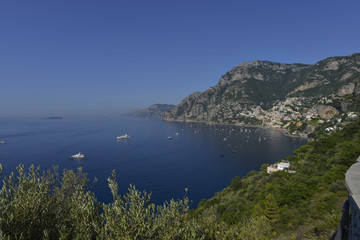 Fototapeta na wymiar Italy, Amalfitan coast; Positano on the right side.