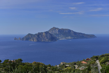 Fototapeta na wymiar Capri from Penisola Sorrentina.
