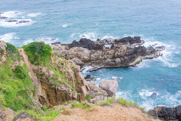 The coastline with cliff and the rock in Cu Lao Xanh island Qui Nhon Vietnam