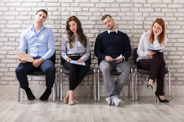 Boredom Applicants Waiting For Job Interview