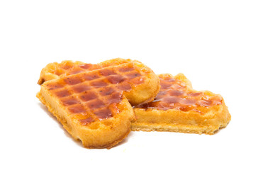 Waffle hearts isolated