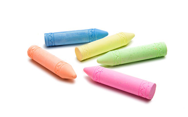 chalks in a variety of colors arranged