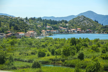 A view of the place Rogotin at the delta of the river Neretva in Dalmatia, Croatia.