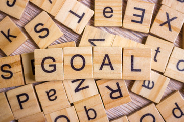 Goals Word In Wooden Cube. Sign with wooden cubes.