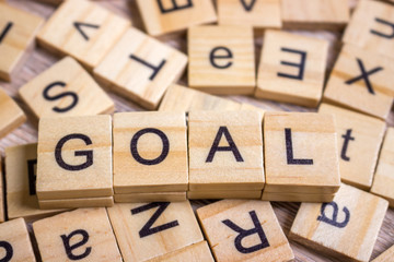Goals Word In Wooden Cube. Sign with wooden cubes.