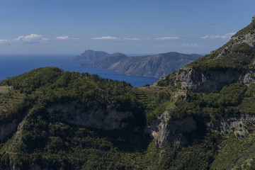Fototapeta na wymiar Amalfi Coast; from Agerola: Sorrento peninsula and Capri.