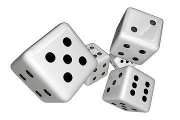 White Dices Isolated on White