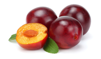 fresh plum fruit isolated on white background