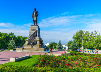 A monument to Nakhimov in Sevastopol in the Crimea, in Russia. The monument was erected in 1898