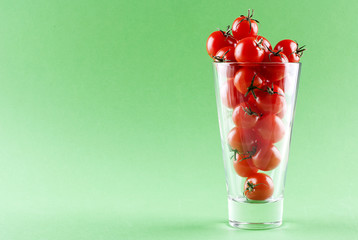 Cherry tomatoes in a glass bowl