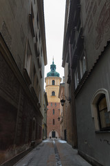 Obraz premium St Martin church in Warsaw Old Town, Poland.