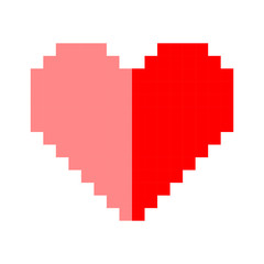 Pixel art heart love color icon valentine