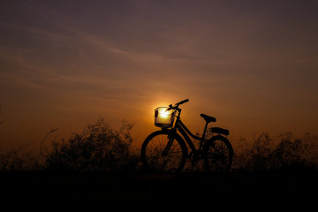 Bicycle on meadow.