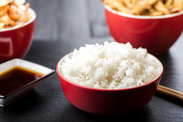 Pork with rice and vegetables