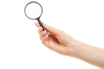 Magnifier woman's hand 