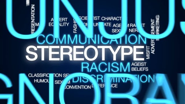 Stereotype animated word cloud, text design animation.