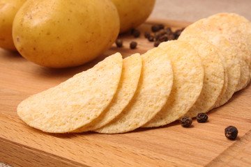 chips and peeled potato