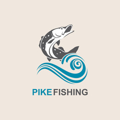 icon of pike fish with waves