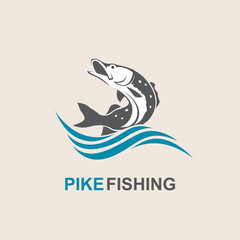 icon of pike fish with waves