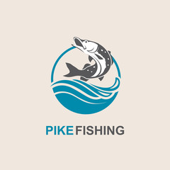 icon of pike fish with waves