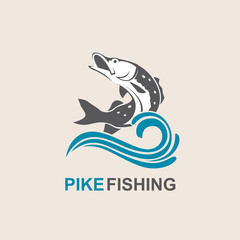 icon of pike fish with waves