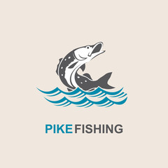 icon of pike fish with waves