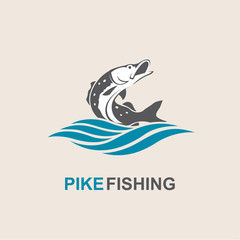 icon of pike fish with waves