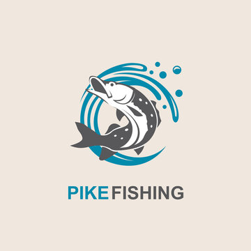 icon of pike fish with waves
