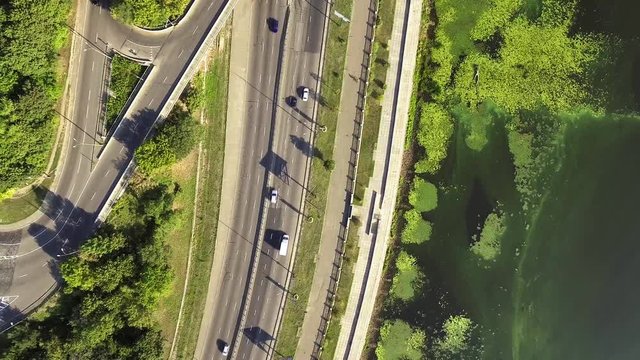 Aerial view to road junctions