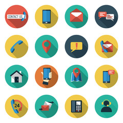 contact us flat icons set