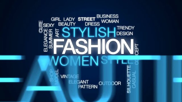 Fashion animated word cloud, text design animation.