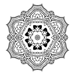 Mandala. Black and white decorative element. Picture for coloring.