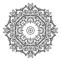 Mandala. Black and white decorative element. Picture for coloring.